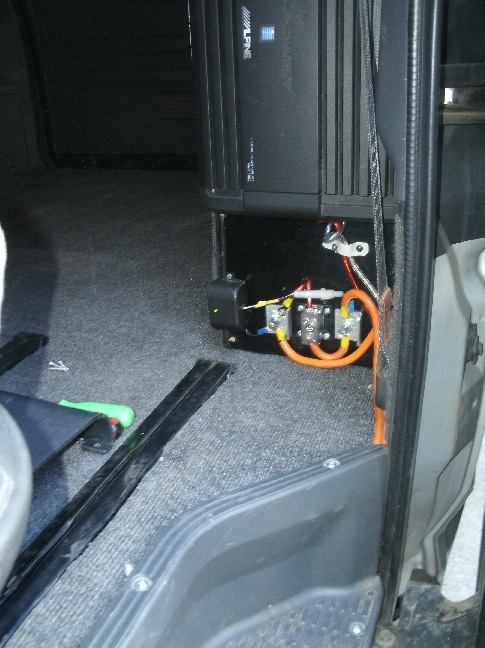 Easily accessible from the sliding door, power point face the inside, but are recessed so they cannot be hit.