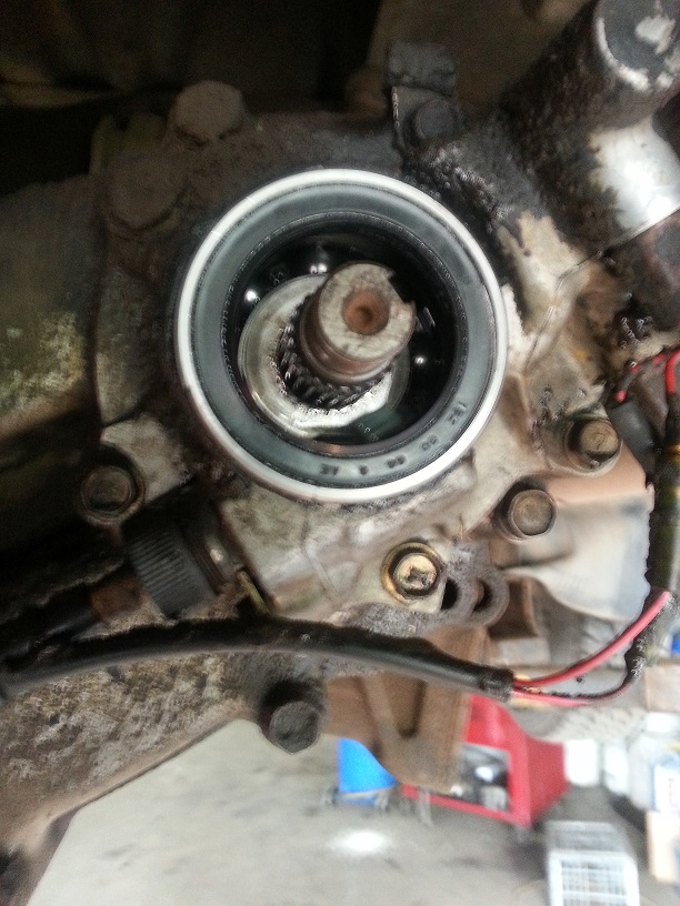 view of the old seal after removing the driveshaft and yoke. Inside diameter is 50mm.