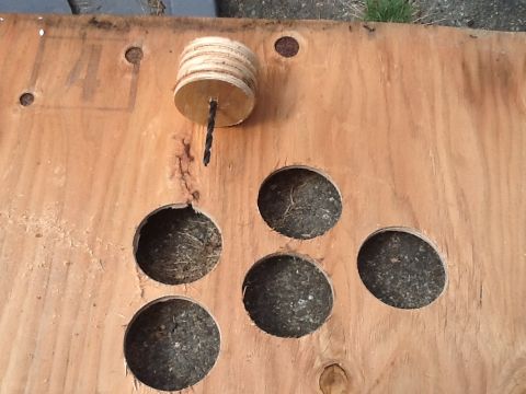 The drill blanks I made to better center the hole bit when drilling out from the inside.