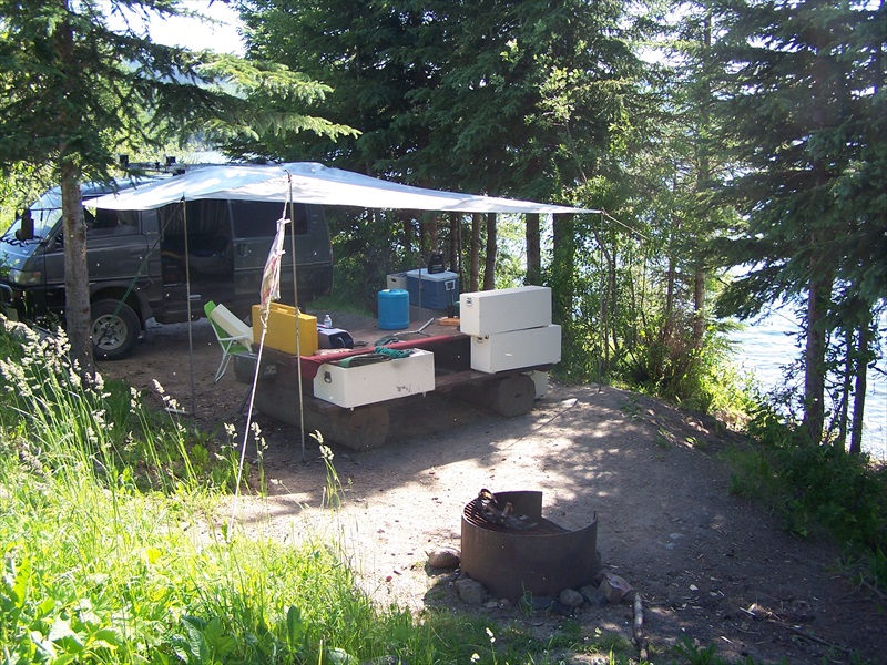 One of several sites with lake access