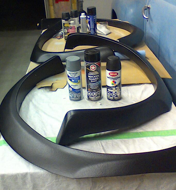 After primer and rubber rock guard the flares are looking rugged.