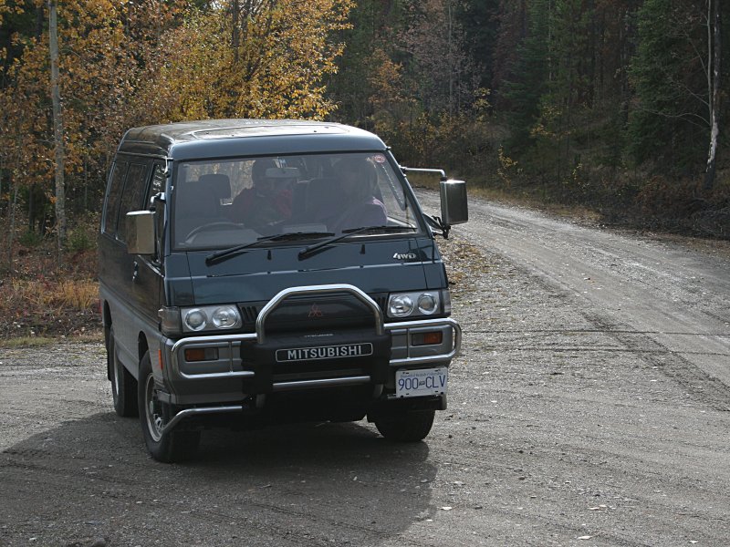 Delica on gravel road.