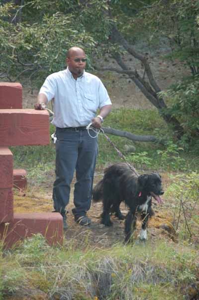 Ian and his overactive dog Sadie, half German shepherd, half springer spaniel.