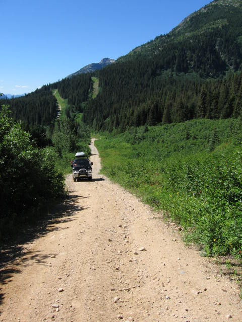 A glimpse of where we've gone.  That's the road waaaay back there.