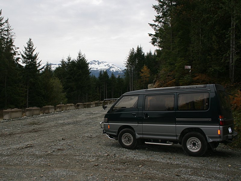 10 km up the Mamquam Forest Service Road, near Squamish.