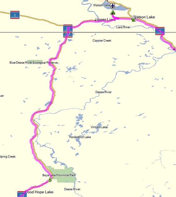 Map from Watson Lake