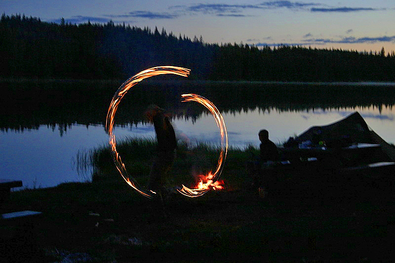 Night performance at Andy Bailey campground near Fort Nelson.