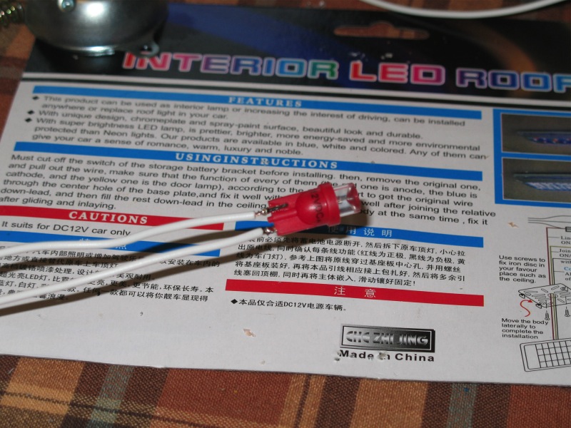 #194 'reverse' LED bulb with wire soldered on.