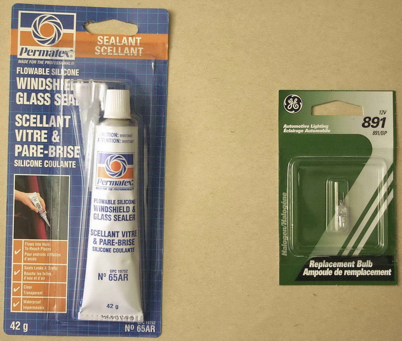 The replacement bulb and the sealant bought from Canadian Tire.