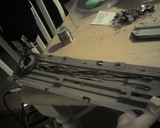 LEDs glued into place