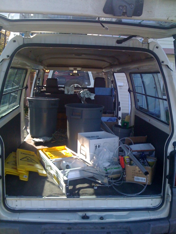 Did I mention it's a cargo van? LWB and with no seats or trim or heavy carpeting or rear ventilation and heating or extra 4x4 drivetrain, the cargo rating on the rear door is 850kg! And there's plenty of room to fit a bed in the back for camping (without having to remove or build over the seats).