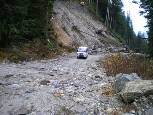 The road in.