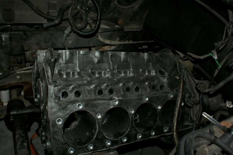 Engine block in place