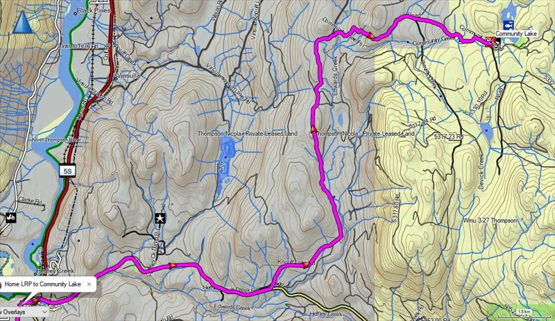 Route from Highway #5 @ Heffley Creek