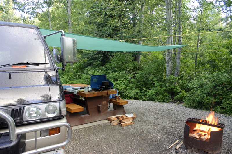Liard River Hot Springs Provincial Campground. Getting ready for dinner.